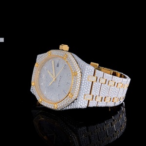 Montre-bracelet pour homme élégante de style hip-hop, diamant moissanite, clarté VVS, mouvement à quartz, bracelet en cuir, bijoux artisanaux - Product Image 2