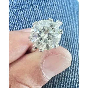 Anillo de compromiso de plata de ley con diamante de moissanita redondo blanco VVS1 de 3 quilates, calidad AAA+, talla 8 Cus-Jew84 - Product Image 4