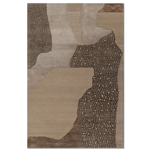 พรมขนสัตว์ผสมไหมไผ่ถักมือสีเบจน้ำตาลลายเส้นนามธรรมรูปทรงสี่เหลี่ยมผืนผ้าสำหรับตกแต่งบ้าน - Product Image 1