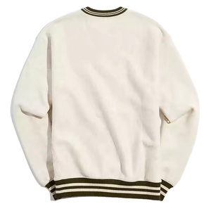 Sudaderas de cuello redondo con cuello acanalado a rayas personalizadas al por mayor, sudaderas de gran tamaño de algodón de alta calidad para hombre para otoño - Product Image 3