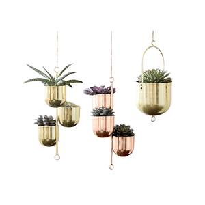 ชุดกระถางต้นไม้แขวนโลหะสีทองและทองแดง2ขนาดเลือกได้ - Product Image 1