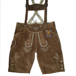 High Street Traditional Oktoberfest Bavarian Men's Lederhosen German Trachten Patrón sólido corto Ecológico Antiarrugas - Product Image 1