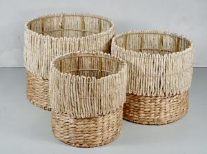 Cesta de almacenamiento de agua de Jacinto de fibra natural elegante Círculo de ratán de estilo vintage para la organización del hogar - Product Image 4