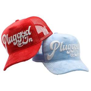 หมวกแก๊ปทรูคเกอร์ออกแบบได้ตามต้องการดีไซน์หมวกทรูเกอร์5แผงผ้ากำมะหยี่และตาข่าย3D ปักลายหมวกทรูเกอร์ - Product Image 4