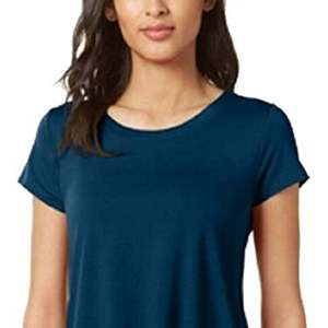 T-shirt Verde Donna Alfani Taglia Unica con Orlo Asimmetrico, Versione Petite, con Finiture in Raso, Vestibilità Ampia, in Poliestere Traspirante - Product Image 2