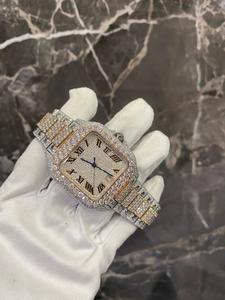 41mm Luxury Stainless Steel Antiqued Square Moissanite Diamond <b>Watch</b> Iced Elegant Hip Hop Buss Mechanical Movement Analog Date - Product Image 2