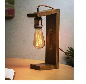 Lámpara de pie de madera de mango vintage pequeña hecha a mano con colgante para decoración del hogar Base de lámpara de flujo montada en la pared hecha en la India - Product Image 6