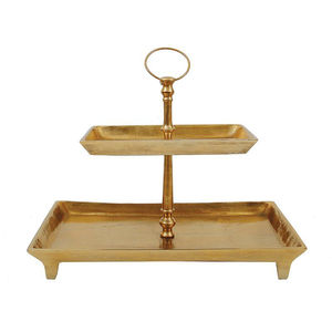 Support à gâteau à 2 niveaux en laiton finition or, style arabe, écologique, compatible lave-vaisselle, élégant, pour mariages et fêtes, décoration de table - Product Image 1