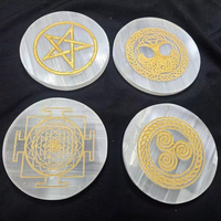 Plaque décorative personnalisée en sélénite, pierre naturelle, 3 pouces, sculptée, toucher réel, blanche, pour l'amour, la guérison, le chakra, la recharge, le Reiki, le Feng Shui
