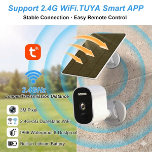 กล้องรักษาความปลอดภัยพลังงานแสงอาทิตย์ <span class=keywords><strong>WiFi</strong></span> กลางแจ้งไร้สาย 3MP ใช้พลังงานต่ำ IP66 กันน้ำ TUYA สมาร์ทโฮม พร้อมแผงโซลาร์เซลล์ - Product Image 1