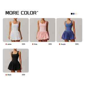 Haute qualité nue Sensation Double couche robe de sport femmes anti-dérapant doublure en plein air Yoga entraînement Tennis porter jupe - Product Image 2