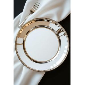 Assiette de présentation en métal doré rose brossé de 13 pouces, fabrication artisanale, luxe, pour décoration de table de mariage et événements - Product Image 4