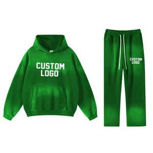 Survêtement délavé à l'acide du meilleur fabricant pour hommes, combinaison de jogging à capuche avec patchs brodés, prix bon marché avec logo solide d'hiver direct d'usine - Product Image 3