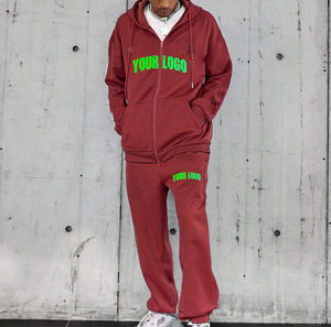 Survêtement de haute qualité à capuche, style streetwear, ourlet brut, sweat-shirt d'hiver, coton ample, imprimé personnalisé, polaire uni, survêtement pour homme - Product Image 4