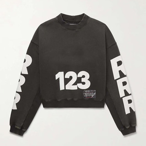 เสื้อสเวตเตอร์ผ้าฝ้ายขนาดใหญ่โอเวอร์ไซส์สำหรับผู้ชายในฤดูหนาวพิมพ์ลายกรดซีดๆพิมพ์โลโก้ออกแบบได้ตามต้องการ - Product Image 1