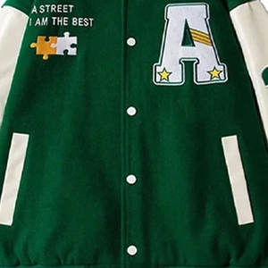 Chaqueta universitaria de alta calidad para hombre, chaqueta universitaria de béisbol de cuero de lana bordada personalizada, suministro directo de fábrica al por mayor - Product Image 6