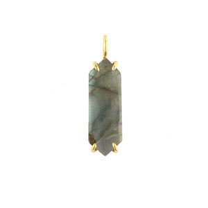 24k Gold Plated DIY Jewelry Finding Components Natural Blue Flashy Labradorite Prong Set <b>Pendant</b> Connector for Jewelry Making - Product Image 1