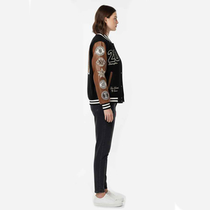 Veste universitaire en cuir et laine sur mesure de haute qualité, design personnalisé, chaussures assorties, vestes de baseball brodées pour hommes - Product Image 5