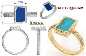 Anillos de Plata de Ley 925 con Baño de Oro y Turquesa Kingman en Engaste Rectangular para Mujer, Joyería para Bodas, Compromisos y Fiestas - Product Image 6