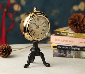 <b>Antique</b> Design Brass Mechanical Desk <b>Clock</b> Snooze Function Handmade Decorative for Living Room Kitchen Bedroom Outdoor Use - Product Image 6