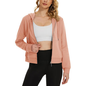 เสื้อวอร์มคอกลมแขนยาวผ้าฟลีซแบบรูดซิปสำหรับผู้หญิงเสื้อครอปมีฮู้ดทรงหลวมให้ความอบอุ่นสำหรับฤดูใบไม้ร่วงและฤดูหนาว - Product Image 4