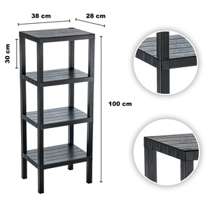 Scaffali pieghevoli in plastica nera multistrato scaffali decorativi unità scaffalature per espositori a 4 livelli scaffale pieghevole di stoccaggio