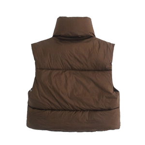Veste en duvet avec logo personnalisé OEM pour femmes Gilet d'hiver de mode courte avec fermeture à glissière Caractéristique coupe-vent de style décontracté - Product Image 2
