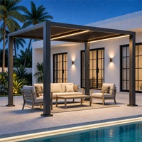 Pergola motorisée à lames orientables en alliage d'aluminium thermolaqué, certifiée CE, imperméable, réglable, pour jardin, terrasse extérieure