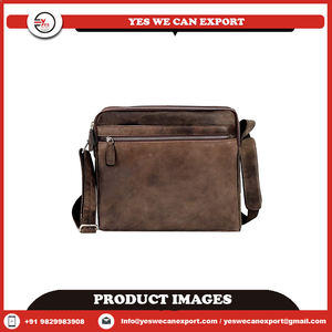 Sac à bandoulière en cuir végan vintage de bohème unisexe Design en cuir véritable noir à double poche Logo-On écologique - Product Image 2