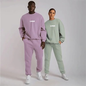 Ensemble de jogging surdimensionné personnalisé unisexe, survêtement de Couple en molleton de coton - Product Image 6