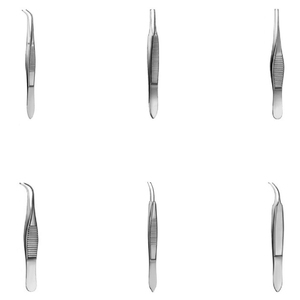 Pinzas Iris de Graefe, Acero Inoxidable, Curvadas, 1x2 Dientes, 8cm, Alta Calidad, Marca Privada - Product Image 1