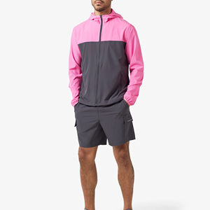 Ensemble de survêtement pour homme, veste et short coupe-vent, survêtement court pour homme, fermeture éclair réfléchissante, nylon, deux pièces, coupe-vent - Product Image 2