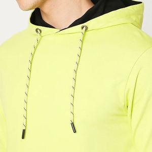 Manga larga de alta calidad fabricante personalizado mezclas de algodón forro polar verde neón sudaderas con capucha de los hombres - Product Image 5