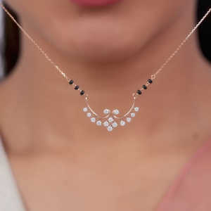 Hecho a mano oro rosa Sunetra diamante Mangalsutra Premium joyería fina diseñador collar elegante joyería tradicional para bodas - Product Image 5