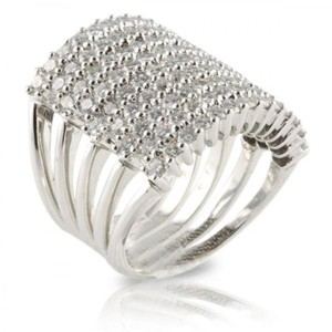 Classic Custom Fashion Women <b>Rings</b> Trendy Anniversary Gift <b>Large</b> Rectangular Style <b>Ring</b> With Nine Rows Of Prong Set Diamonds - Product Image 3