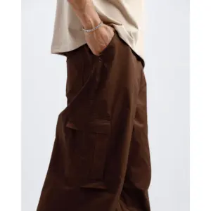 กางเกงคาร์โก้ทรงหลวมผ้าฝ้าย 100% ไซส์ XL สำหรับผู้ชาย ปักลายสไตล์สตรีท ทรงตรง ซิปผ้าแคนวาสสีสะท้อนแสง - Product Image 6