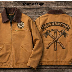 Vestes pour hommes, veste de travail en toile épaisse, col en velours côtelé, veste utilitaire isolée, veste de travail d'hiver doublée de plaid - Product Image 6