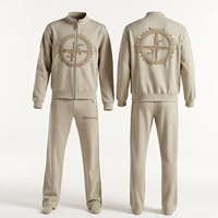 DERNIER SWEATSUIT 3/4 Zipper PANTALON ÉVASÉ LOGO DE SURVÊTEMENT EN DÉTRESSE BRODÉ/PANTALON DE SURVÊTEMENT EN COTON ET VESTE CORRESPONDANTE