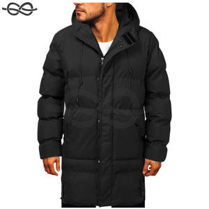 Veste d'hiver décontractée à manches longues pour hommes Parka à capuche noire unie avec col montant poche zippée chaude et élégante - Product Image 2