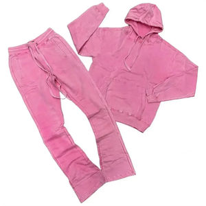 Ensemble de survêtements personnalisés avec logo, lavage à l'acide, haute qualité, pantalon évasé et sweat-shirt personnalisés, survêtements lavés à l'acide pour hommes - Product Image 4