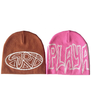 Coloré Jacquard tricot Beanie hiver chapeau doux 100% acrylique Streetwear crâne casquette hommes femmes adultes mode 3D broderie en gros - Product Image 4