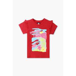 T-shirt graphique pour filles de marque rouge Logo personnalisé imprimé coton Style occidental décontracté pour adolescents tout-petits enfants pour le printemps automne - Product Image 3