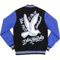 Blousons universitaires coupe courte coupe-vent avec patchs en chenille et broderies Zeta Phi Beta, style décontracté, color block, en laine et manches en cuir