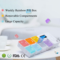 Pilulier 7 jours avec distributeur, organisateur, rappel et alarme, boîte de rangement portable pour médicaments et vitamines