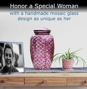 Urna de cremación de cristal moderna hecha a mano, urna funeraria de Metal de tamaño adulto grande, diseño Individual aplicado a mano para cenizas humanas - Product Image 2