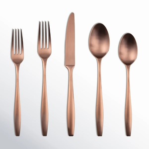 Couverts élégants en acier inoxydable or rose mat pour les repas de luxe, les fêtes de mariage et la décoration de table de cuisine moderne d'Inde - Product Image 3