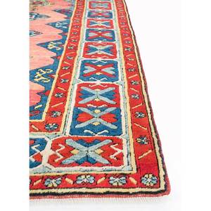 Alfombras de Lana Anudadas a Mano Nuray, Diseño Geométrico Rojo y Naranja para Entrada de Casa, Pasillo Rectangular, Alfombra Grande Tejida a Mano Pae-1190 - Product Image 4