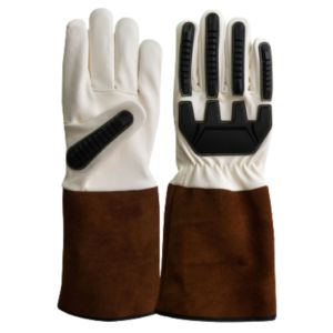 Guantes mecánicos de cuero de grano de cabra de alta resistencia de mejor rendimiento Guantes DE TRABAJO resistentes al calor de protección personal de seguridad industrial - Product Image 1