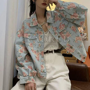 Veste en jean imprimée pour femme à séchage rapide en gros pour la vente en ligne, veste en jean imprimée imperméable pour femme en gros pour la vente en ligne - Product Image 4