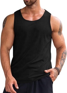 Custom Logo <b>Men</b> Ribbed Gym Tank Top Premium Vertical Stripe Knit Muscle <b>Vest</b> High Stretch Slim Fit Athletic Sportswear customize - Product Image 5